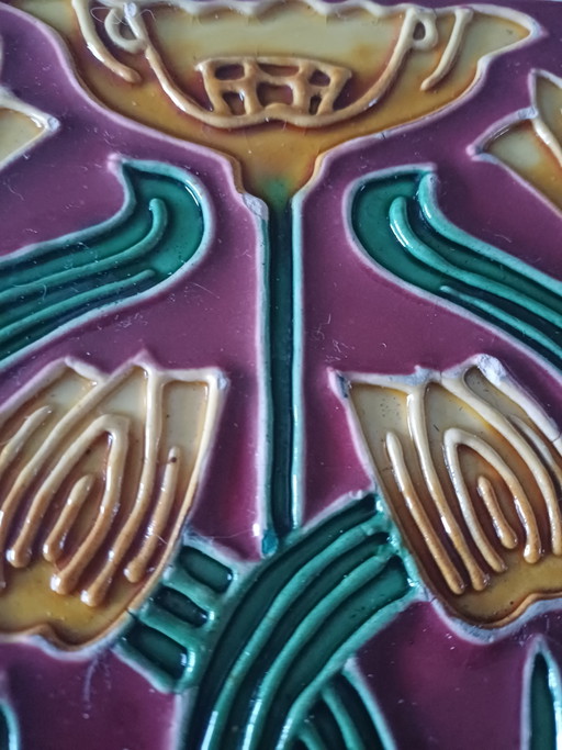 Art Nouveau/ Jugendstil Tegel Ca 1900 – decoratieve objecten, Ceramic (photo 2 of 5)