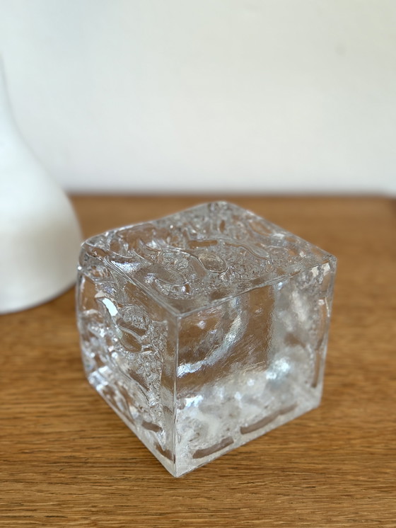 Image 1 of Vintage brutalistische glazen kandelaar Kurt Wokan voor Ingrid Glas jaren 60.