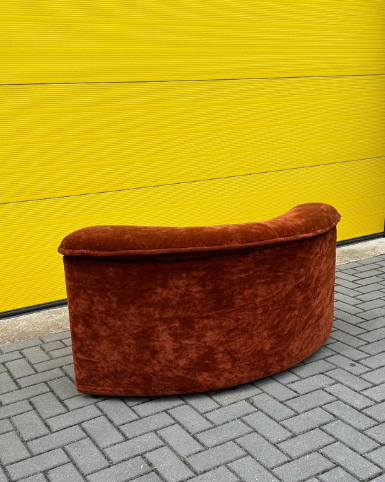 Fauteuil d'angle vintage en velours rouge-brun, Années 70 (photo 15 sur 20)