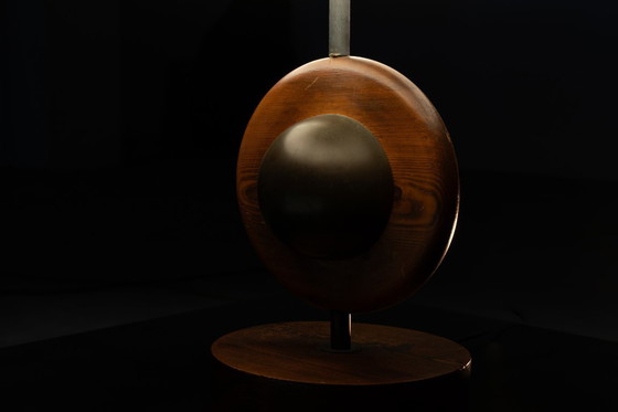 Image 1 of Rare lamp, wood and brass, 1960s, Made in Italy