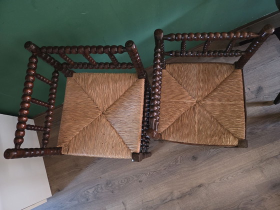 Set of vintage corner chairs – Chairs and lounge chairs, Wood, Wicker (photo 3 of 6)