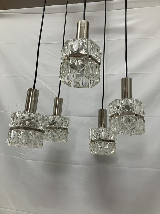 Image 1 of Lampadario Kinkeldey o lampada a sospensione a cascata con vetro di cristallo