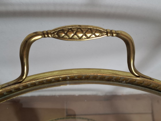 Image 1 of Bar trolley with glass and brass tray.