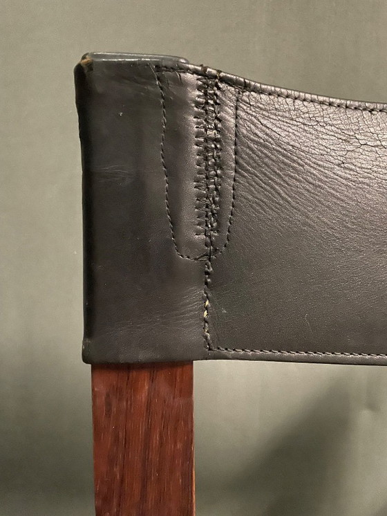 Image 1 of SET VON 6 GUNTHER HOFFSTEAD LEATHER, ROSEWOOD CHAIRS FOR UNIFLEX 1960's.