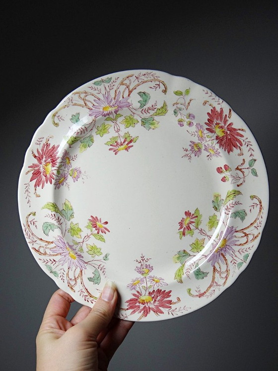 4 Antieke Longchamp Pâquerettes polychrome aardewerk dessertborden – Servies, Ceramic, Vintage (photo 8 of 15)
