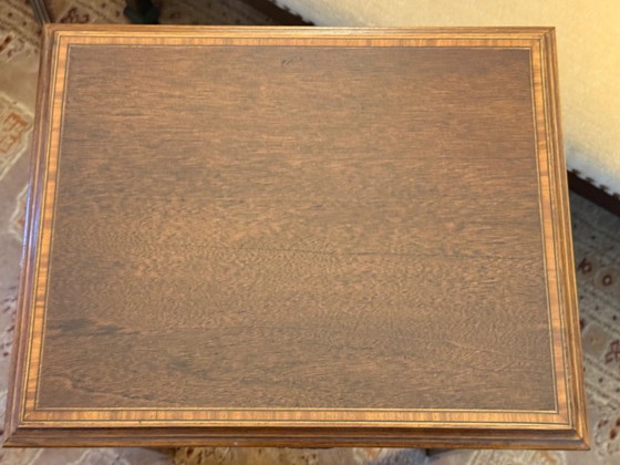 2 Beistelltische aus Holz mit Schublade und Ablage, Metall, Braun, Klassiek (Foto 2 von 6)