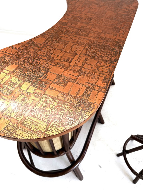 Mobile bar vintage in manou e rattan, Danimarca anni '60 – Sgabelli da bar, Copper (photo 5 of 14)