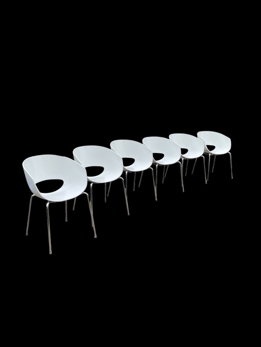 6x Sintesi Orbit Large witte eetkamerstoelen Made in Italy