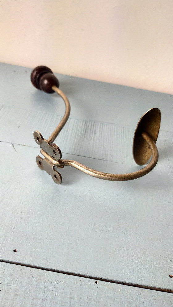 Porte-Manteau Ancien Boule Bois Rouge – Portemanteaux, Metal, Wood (photo 4 of 6)