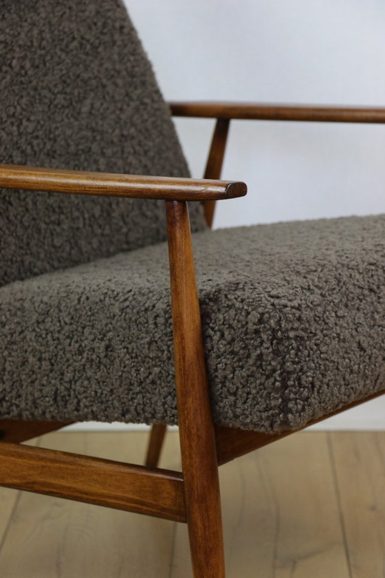 Image 1 of Armchair 'Lis', 1970s brown chocolate brown boucle design by Henryk Lis - 2 pieces available