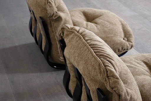 Pair of Gran Visir Lounge Chairs in Beige by Luciano Frigerio, Italy, 1970s