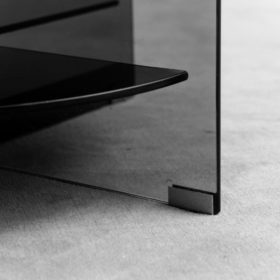 Vintage ronde salontafel van gerookt Parsol kristal – Geregistreerd Design, Italië, jaren 70 – Masiero (photo 6 of 9)