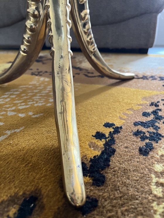 Image 1 of 70s side table in brass and glass