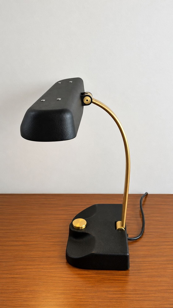 Lampada da scrivania Hillebrand vintage, Lampade da scrivania, Metallo, Ottone, Nero (foto 5 di 8)