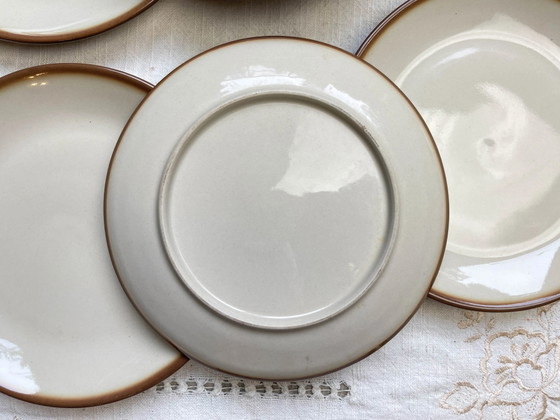 6 Small vintage beige brown earthenware plates – Crockery, Rustic (photo 7 of 7)