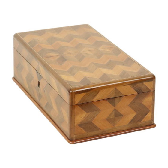 Image 1 of Schmuckkästchen aus Holz, Chevron-Muster, Art Deco