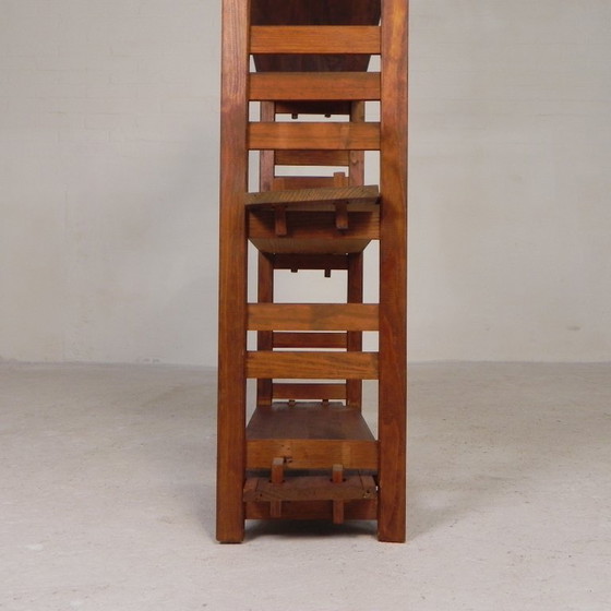 Dismountable wooden bookshelf, etagere, 1960s, Shelving unit, Brown, Vintage (photo 12 of 15)