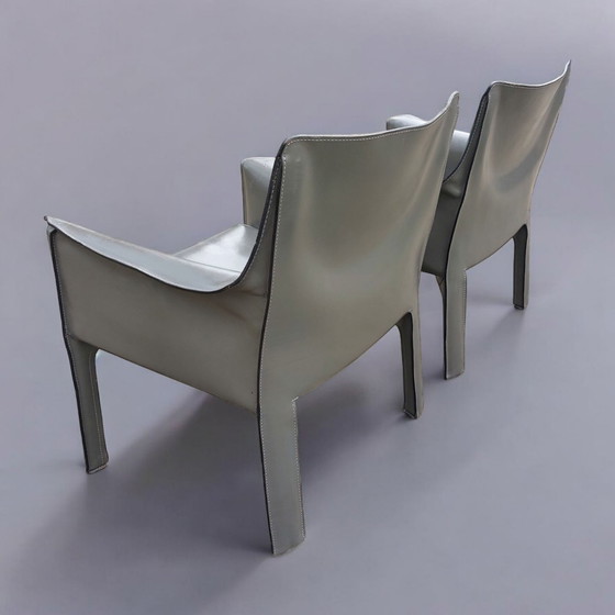 Image 1 of Set 2x Mario Bellini Cab Lounge Chair Poltrona Modello 414 Cassina
