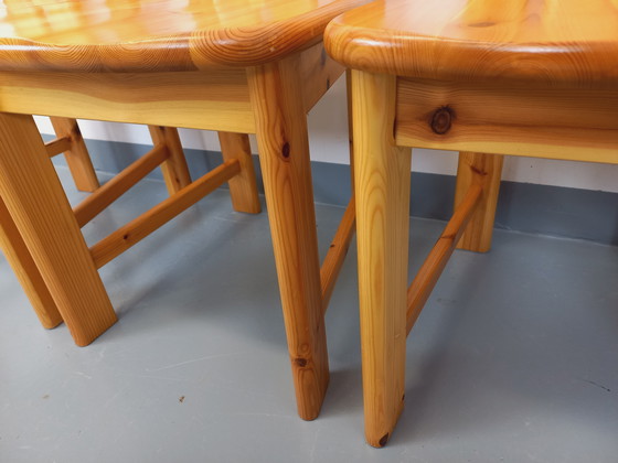 Image 1 of Suite of 4 Vintage Pine Chairs from the 70s and 80s