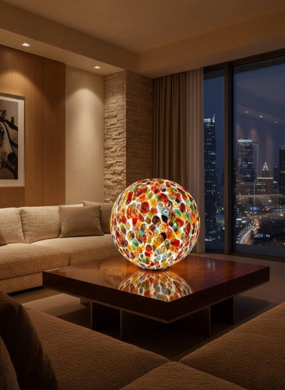 Image 1 of Lampe de table en verre de Murano, hauteur 52 cm, diamètre 50 cm