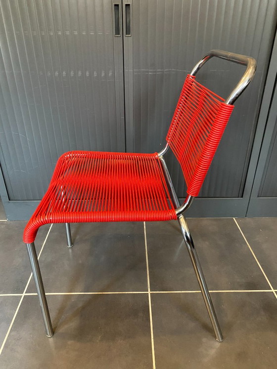 Vintage 1960 red chrome scoubidou or spaghetti chair – Dining chairs, Plastic (photo 2 of 20)