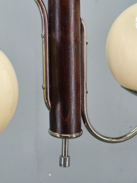 Image 1 of Tsjechische art-deco kroonluchter van chroom en glas, jaren 1930