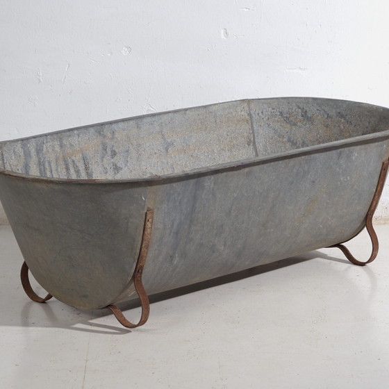 Bañera antigua de zinc galvanizado – Tina industrial europea – circa 1900 #6 – Macetas, Iron, Rustic (photo 4 of 39)