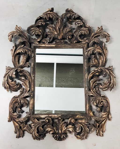 Chelini hand-carved Italian mirror in beautifully carved wooden frame