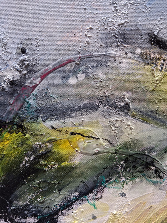 Image 1 of In the hills, mixed media with acrylic, ink and sand