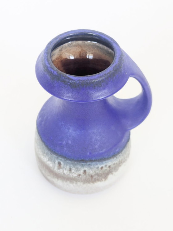 Image 1 of Steuler Keramik West-Duitsland vaas met blauw handvat, Fat Lava MCM 315/15 Cari Zalloni stijl