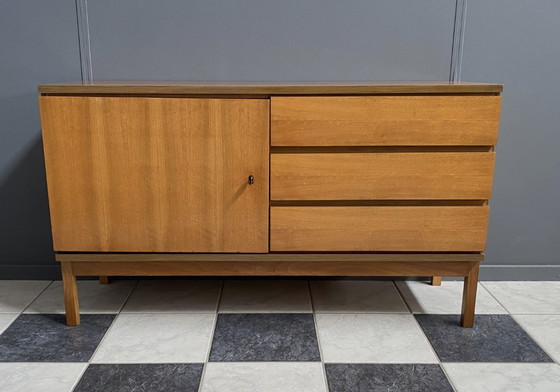 Image 1 of wood sideboard 3 drawers 1 door 1970s