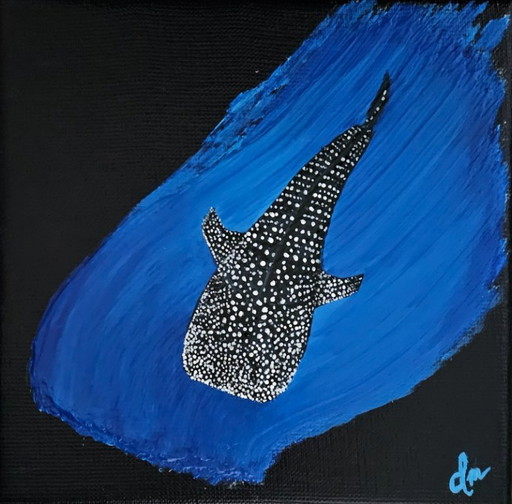 Handgemaakt acrylverf schilderij walvishaai
