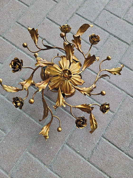 Élégant plafonnier vintage avec roses et feuilles – Metal (photo 7 of 8)
