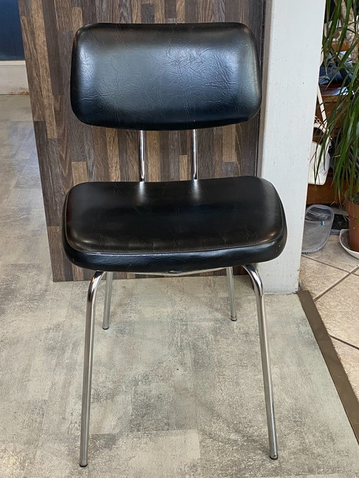 Silla N1 vintage de piel sintética negra de los años 70