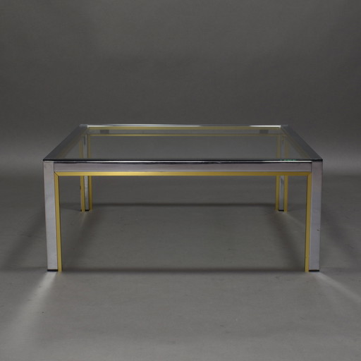 Table basse Romeo Rega en chrome et or Italie, 1970