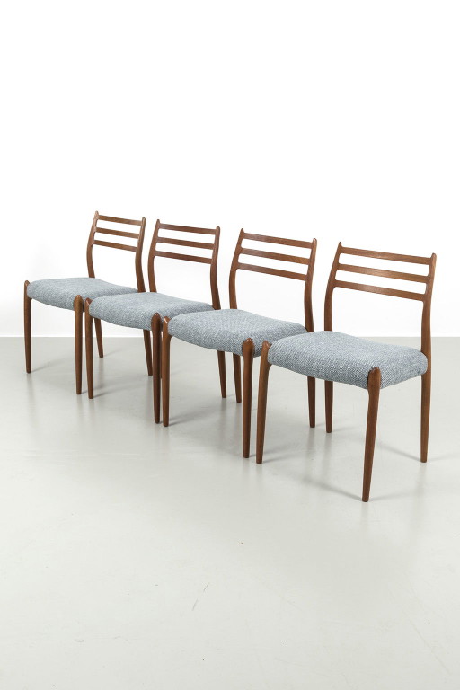 4x JL Møllers Møbelfabrik ’78’ stoel by Niels Møller
