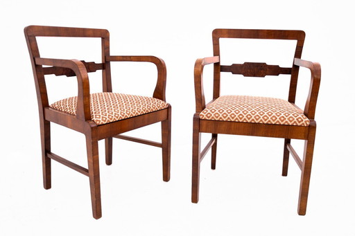 Pair of Art Deco armchairs from the 1940s, Poland.