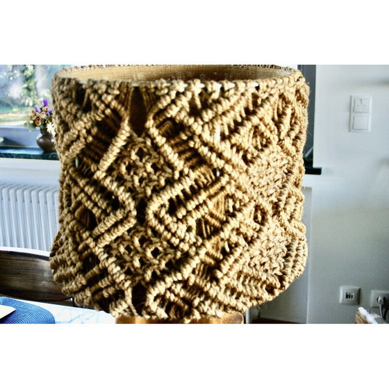 Image 1 of Vintage elm and rope lamp, 1960