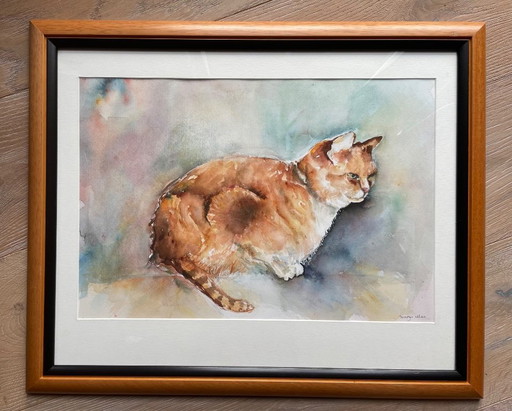 Gatto. Acquerello di Margo Ellen.