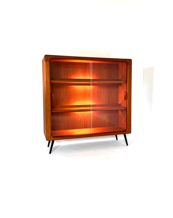 Vitrine vintage illuminée en teck, Dyrlund ‘80, Bois, Verre, Marron (photo 12 sur 15)