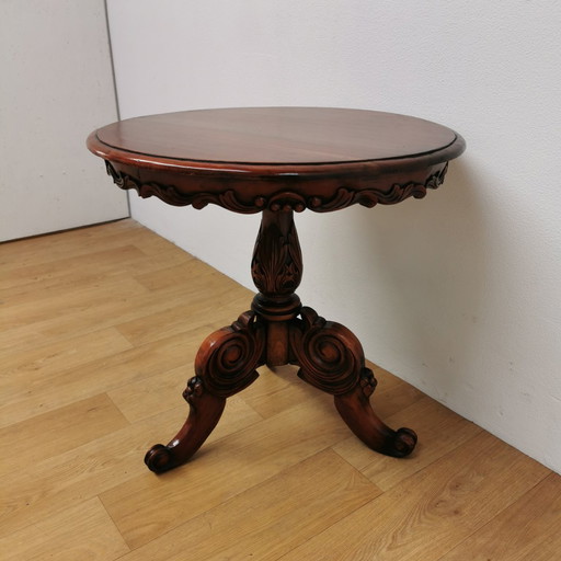Table basse ronde ancienne, table basse, table à vin en bois d'acajou