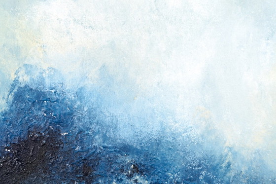 Original Framed Blue Abstract Landscape Painting, Acrylic on Canvas - I Was Looking for This (photo 17 of 19)