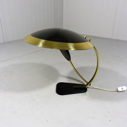 Lampada da scrivania in ottone e vetro, anni '50