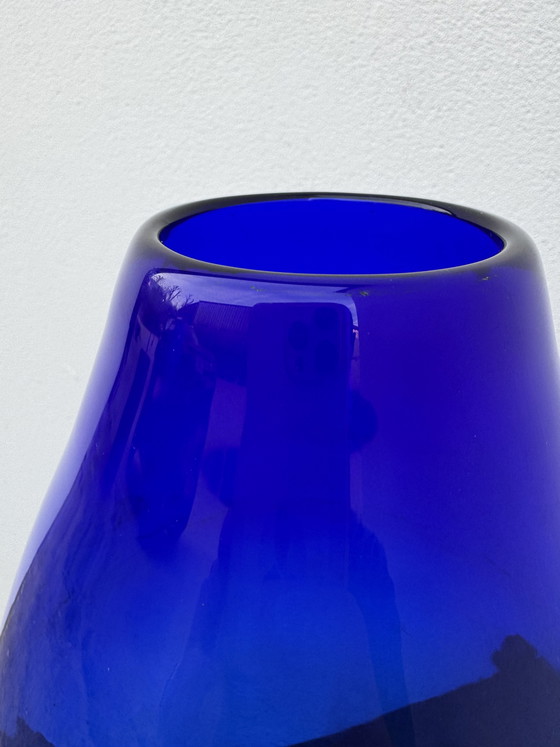 Image 1 of Large vintage cobalt blue blown glass vase