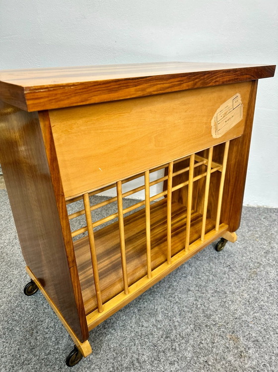Mid Century Bar Cart Side Table 50s 60s Vintage, Wood, Brown (photo 11 of 15)