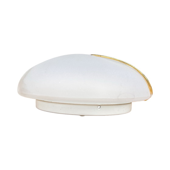 Image 1 of Hollywood Regency Metall-Lux-Glas-Deckenleuchte Italien 1980er Jahre