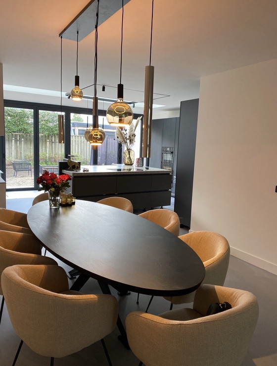 Image 1 of Black oak oval dining table