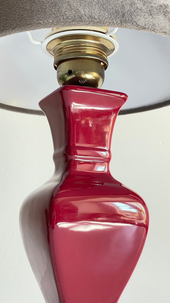Image 1 of Lampe Chic Céramique Et Velours Vintage