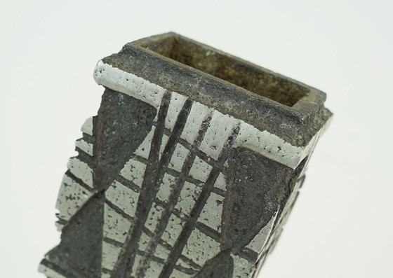 Image 1 of rare brutalist mid century VASE made of cast aluminum casper studioguss 1970s