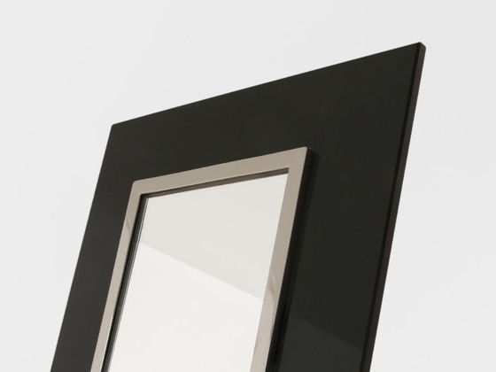 Image 1 of La Maison Desny Art Deco nikkelmetalen opaalglazen tafelspiegel uit de jaren 1930